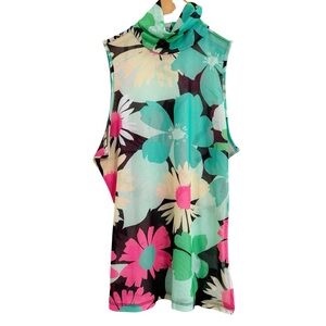 AFRM Floral Multi Mint Sleeveless Mesh Top Medium